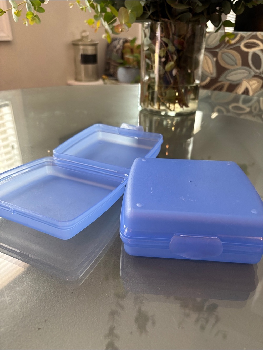 Tupperware Blue Plastic Sandwich Food Container-set of 2
